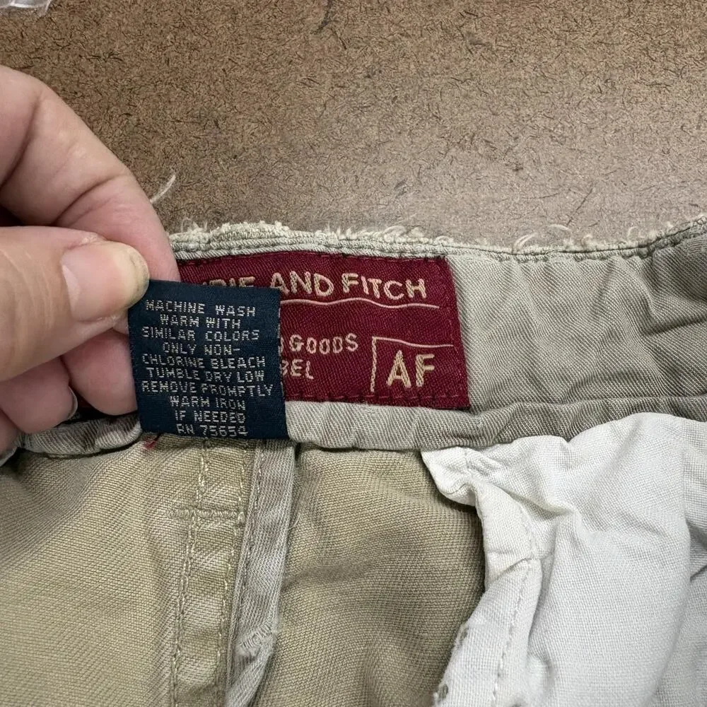 Vintage Abercrombie Fitch Pants Mens 32x27 Beige Canvas Relaxed Straight Chino